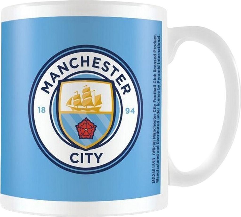 Manchester City FC - Kaffeebecher, Wappen PM10650 (12 cm x 10,5 cm x 8,7 cm) (Weiß/Blau)
