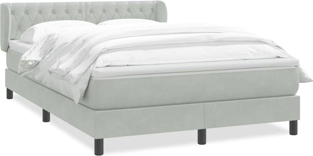 Boxspringbett mit Matratze Hellgrau 160x220 cm Samt