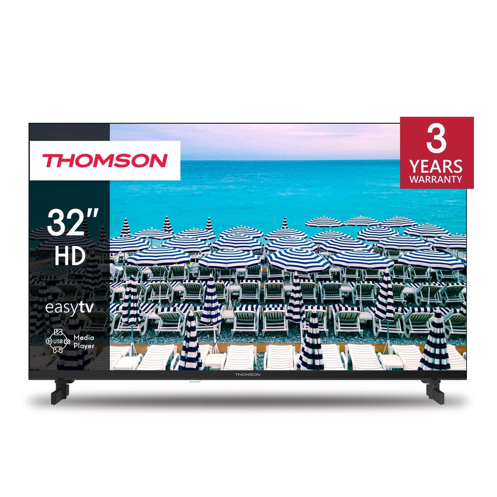 Thomson 32 Zoll (81 cm) LED HD Easy TV – Kein Smart – Hotel Mode, USB, HDMI, Triple-Tuner (Kabel/Satellit/Antenne), AV IN, CI+, Panel – 32HD2S13