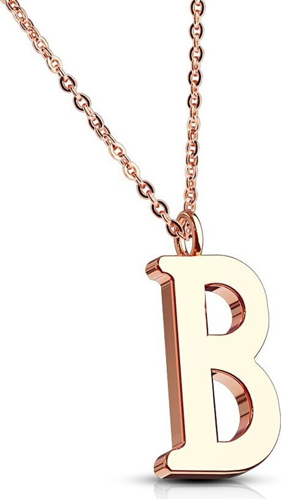 B - Kette Buchstaben Anhänger Rosegold aus Edelstahl Damen B
