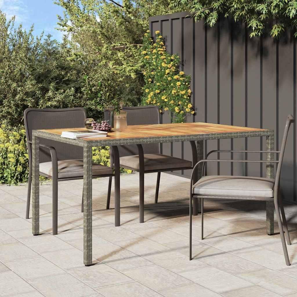 vidaXL Gartentisch Grau 150 x 90 x 75 cm Poly-Rattan