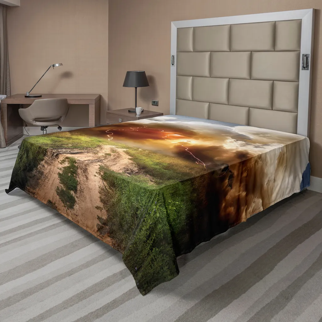 Drap de Lit Grande Taille pour Décoration Chambre Paysage Route et Champ