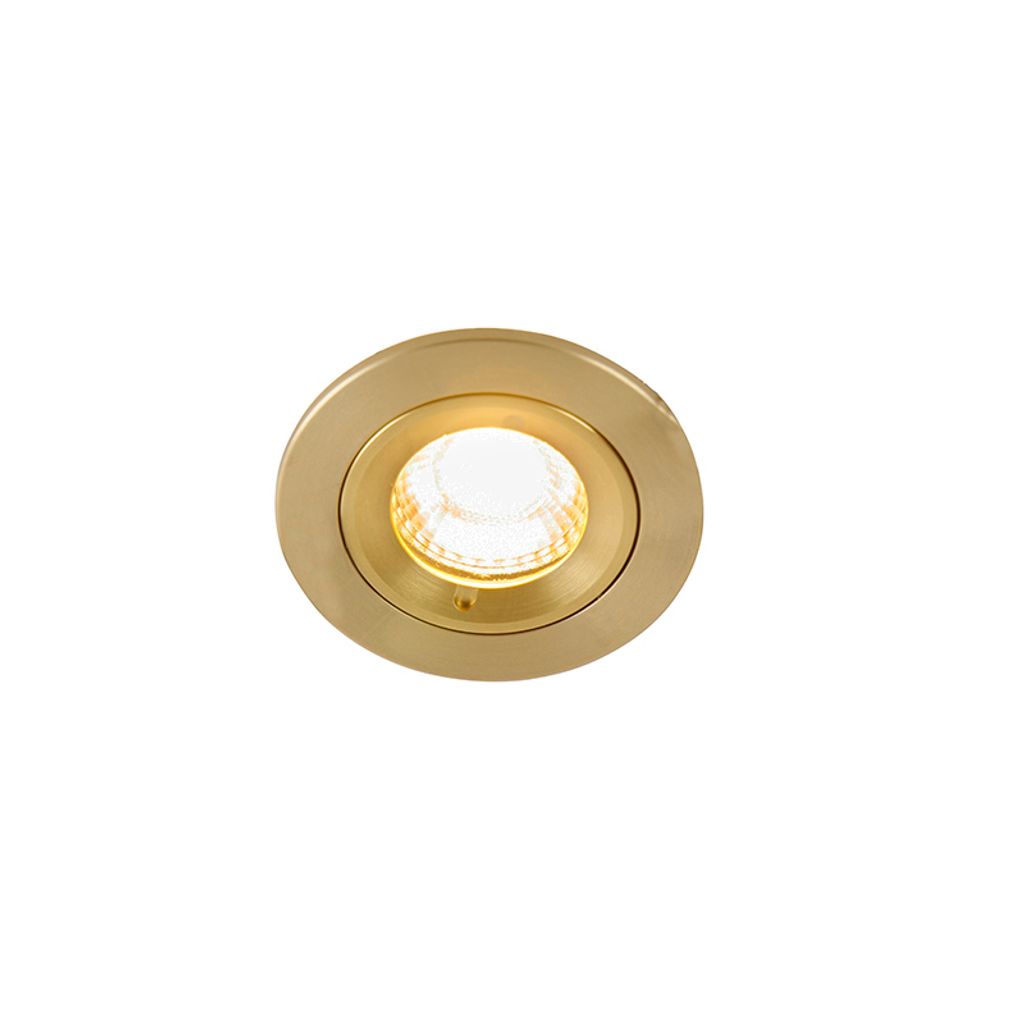 QAZQA - Modern Moderner Bad I Badezimmer Außen Einbaustrahler Gold I Messing rund IP44 - Xena I Außenbeleuchtung - Aluminium Rund - LED geeignet ...