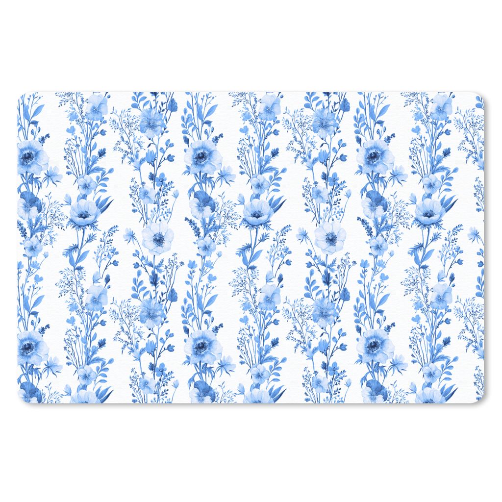 MuchoWow Schreibtischunterlage Blumen - Anemone - Blau - Muster 60x40 cm - XXL Mauspad - Großes Mauspad