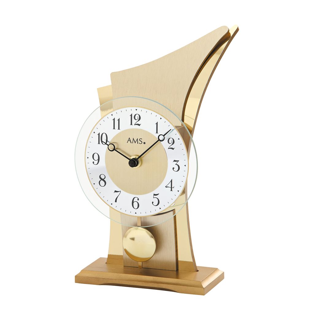 AMS 1137 Horloge de table à quartz avec pendule dorée Image du produit 