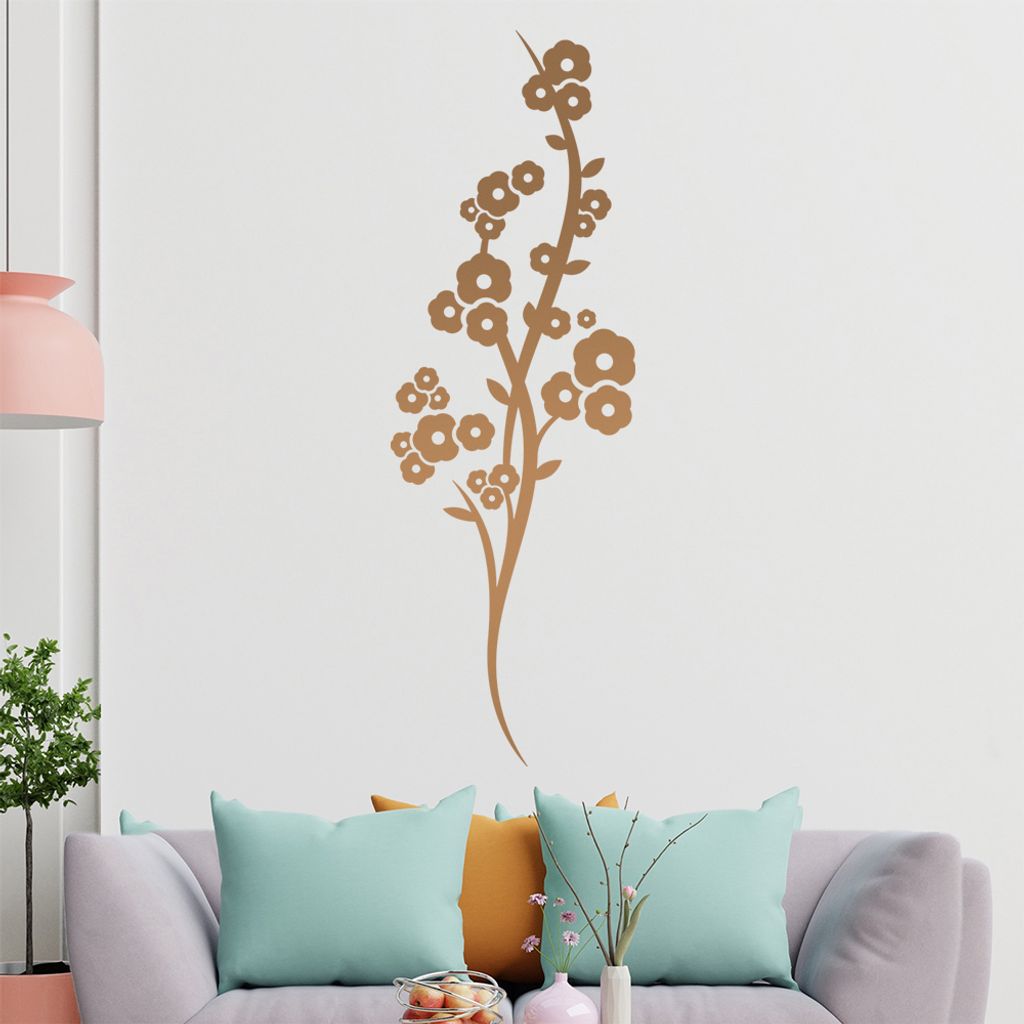 Schöne Blüten Ranke Wandtattoo in 6 Größen - Wandaufkleber Wall Sticker - Dekoration, Küche, Wohnzimmer, Schlafzimmer, Badezimmer