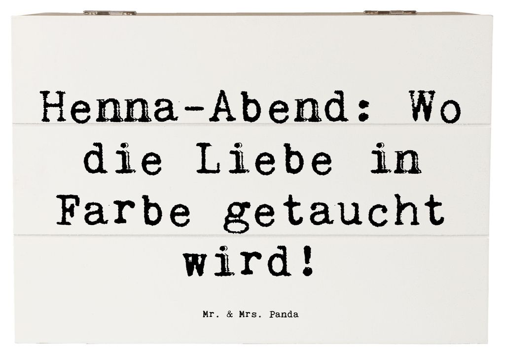 Mr. & Mrs. Panda Holzkiste Spruch Henna-Abend Farbenliebe 22 x 15 cm - Weiß - Geschenk, fotokiste, Heiraten, Geschenke, Liebe, Familie, fotobox, g...