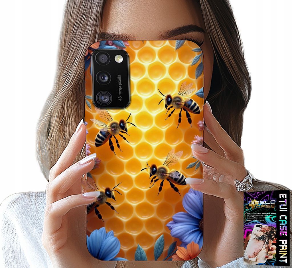 Etui Für Samsung Galaxy A41 - Bienenstock Wabenförmiges Rückseitiges Etui
