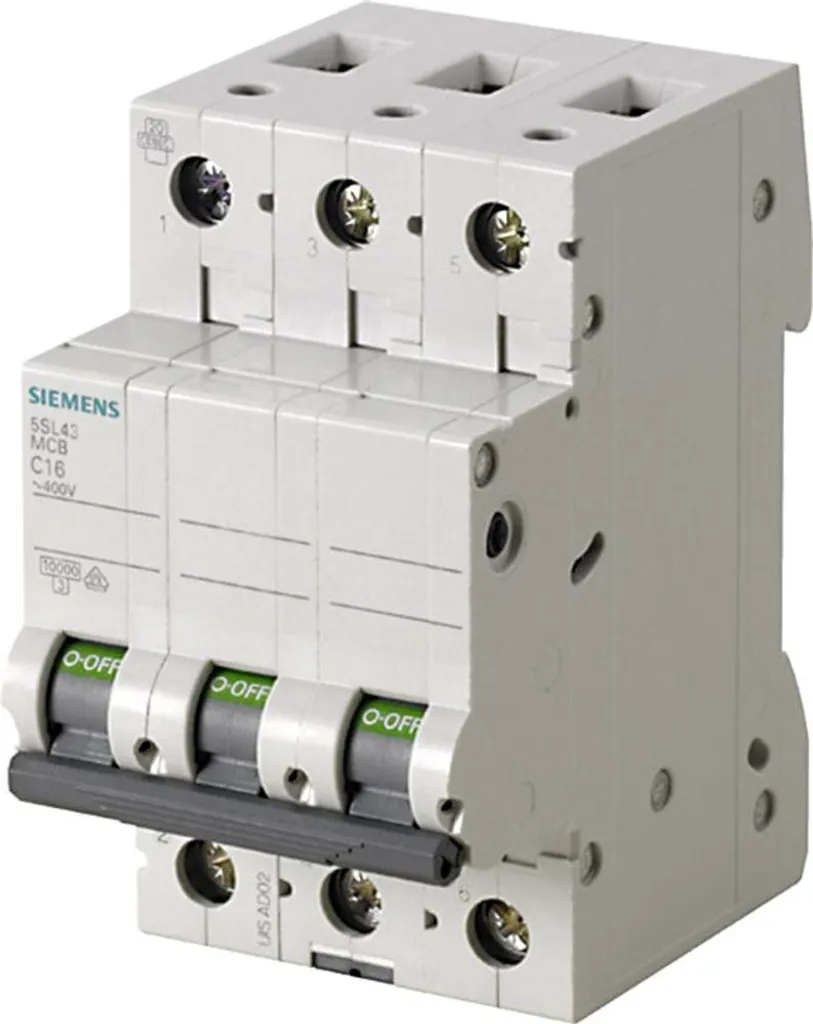 Disjoncteur Siemens 5SL4316-6 Triphasé 16A 400V Pouvoir Coupure 6kA