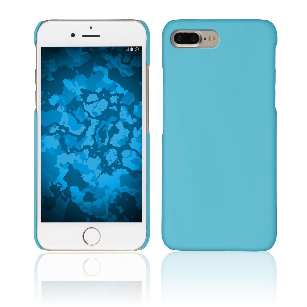 PhoneNatic Case kompatibel mit Apple iPhone 7 Plus / 8 Plus - Hülle hellblau gummiert Hard-case + 2 Schutzfolien