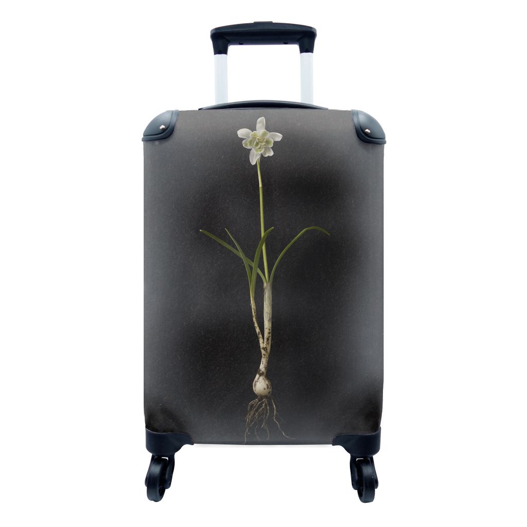 MuchoWow Koffer Handgepäck Trolley Rollkoffer Kleine Reisekoffer mit 4 Rollen - Eine ganze Schneeflocke auf schwarzem Hintergrund - Cabin Size <...