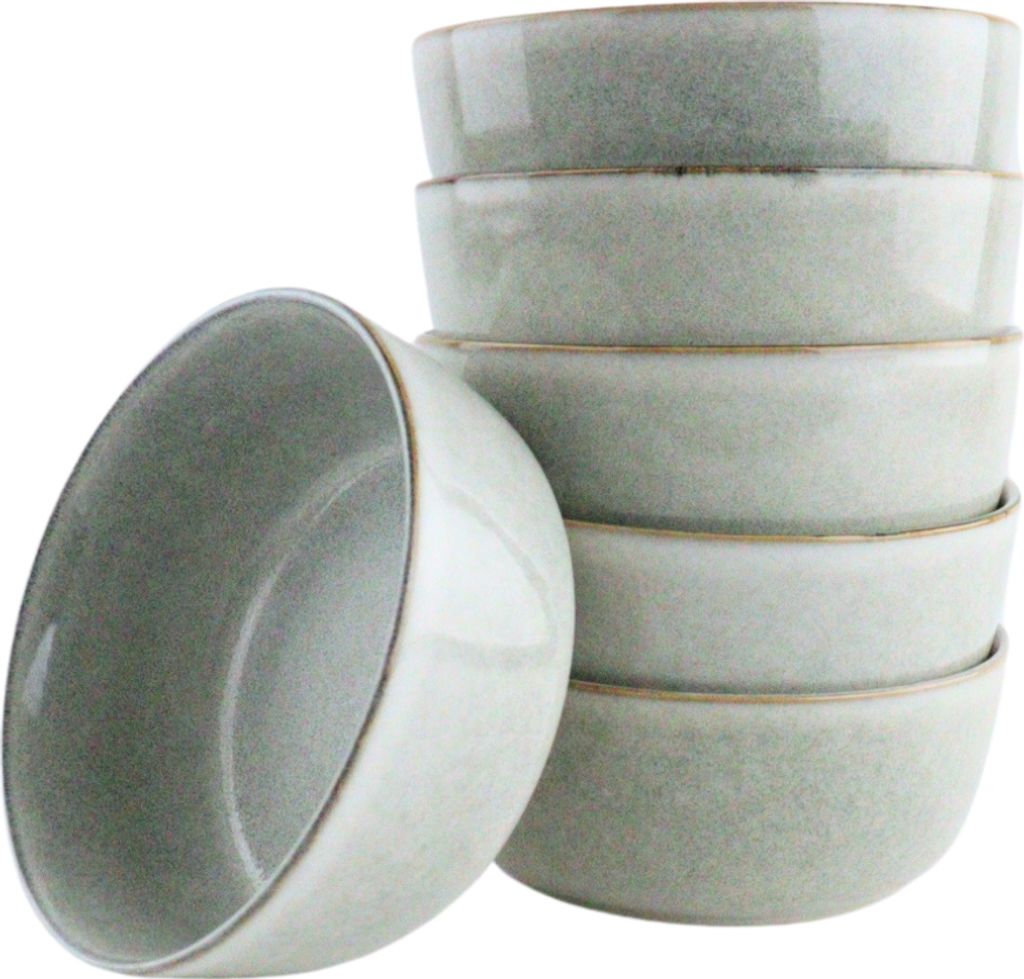 OTIX Schüsseln ohne Henkel Set von 6 Schälchen 600ml Graues Steingut BEECH