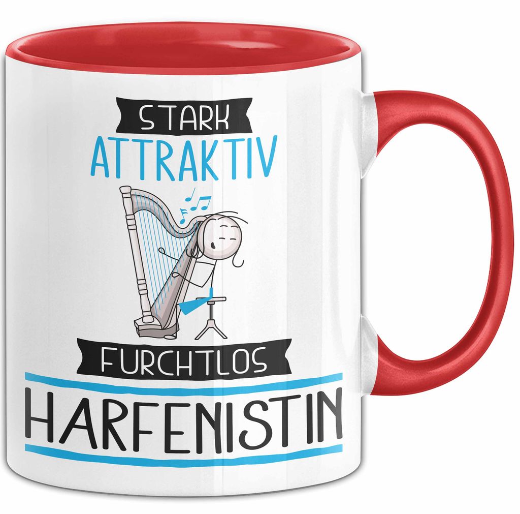 Harfenistin Tasse Geschenk Becher Stark Attraktiv Furchtlos Harfenistin Lustige Geschenkidee (Rot)