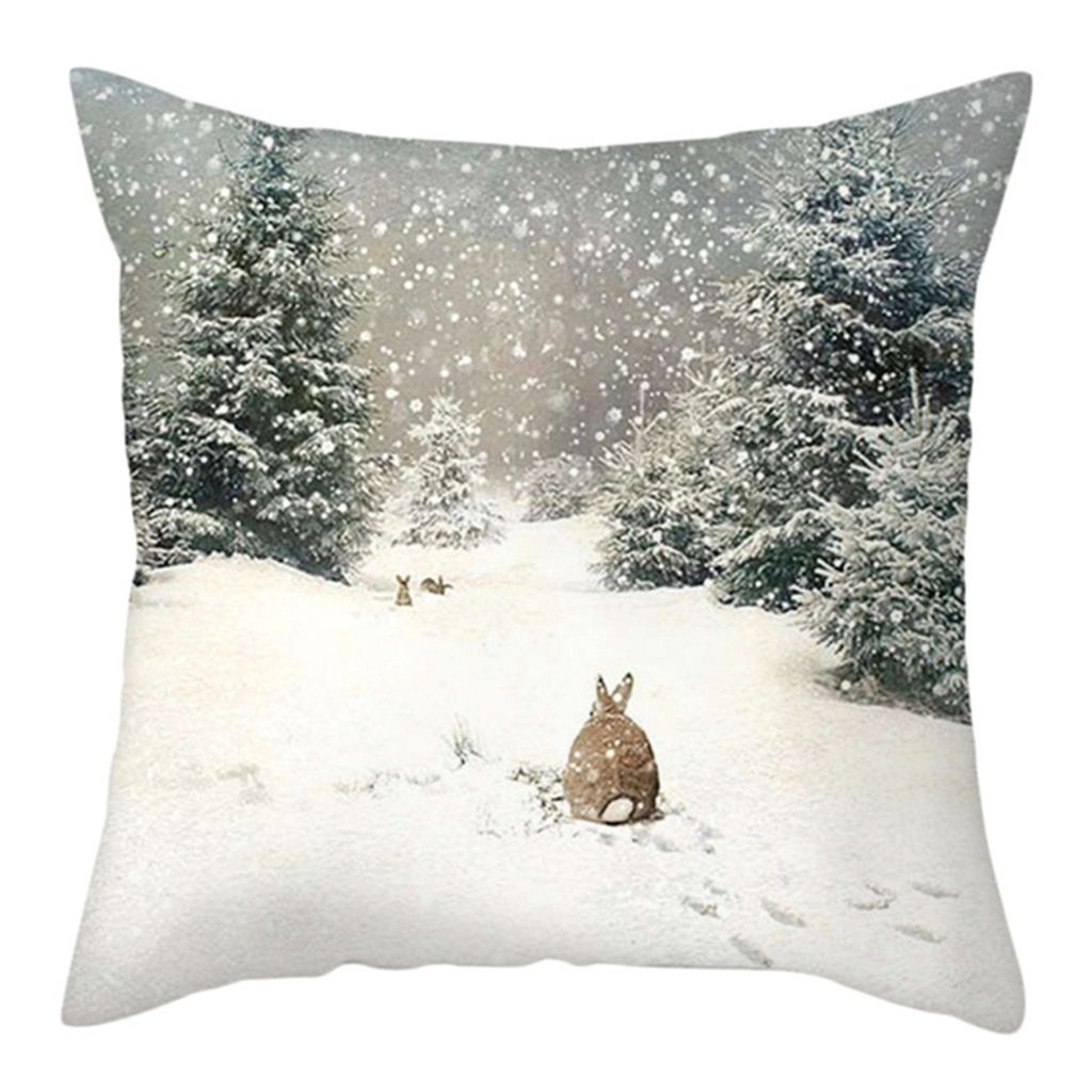 Weihnachten Kissenbezug versteckte Reißverschluss Nachbildungative Pfirsich Haut Kaninchen Elch Druckwurf Kissen Cover Urlaub Nachbildung für Ges...
