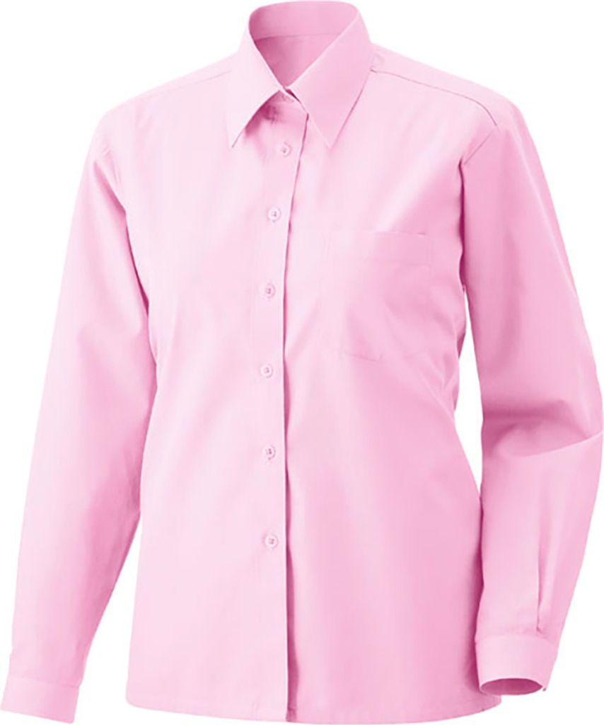Damen-Bluse, langarm, Kentkragen, tailliert, rosa, Größe 48 Produktbild 