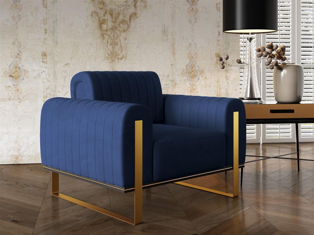 Sessel Designersessel VALERIE in Stoff Elisa Velvet Dunkelblau