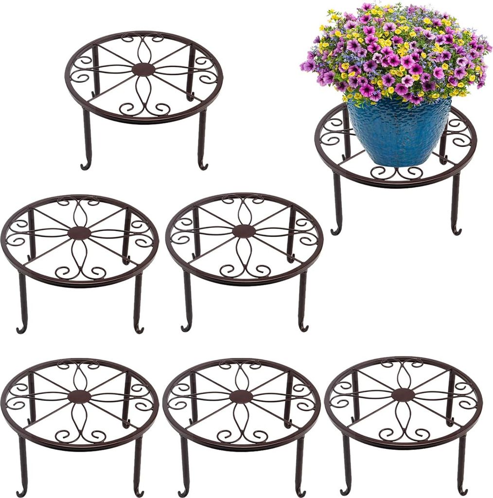Blumenhocker und Pflanzenständer - Geeignet für drinnen und draußen - 6 Stück - Metall - 24 cm