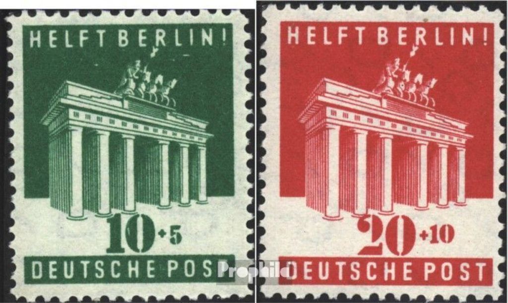 Briefmarken Bizone (Alliierte Besetzung) 1948 Mi 101E-102E (kompl.Ausg.) gezähnt 11:11,5 postfrisch Helft Berlin