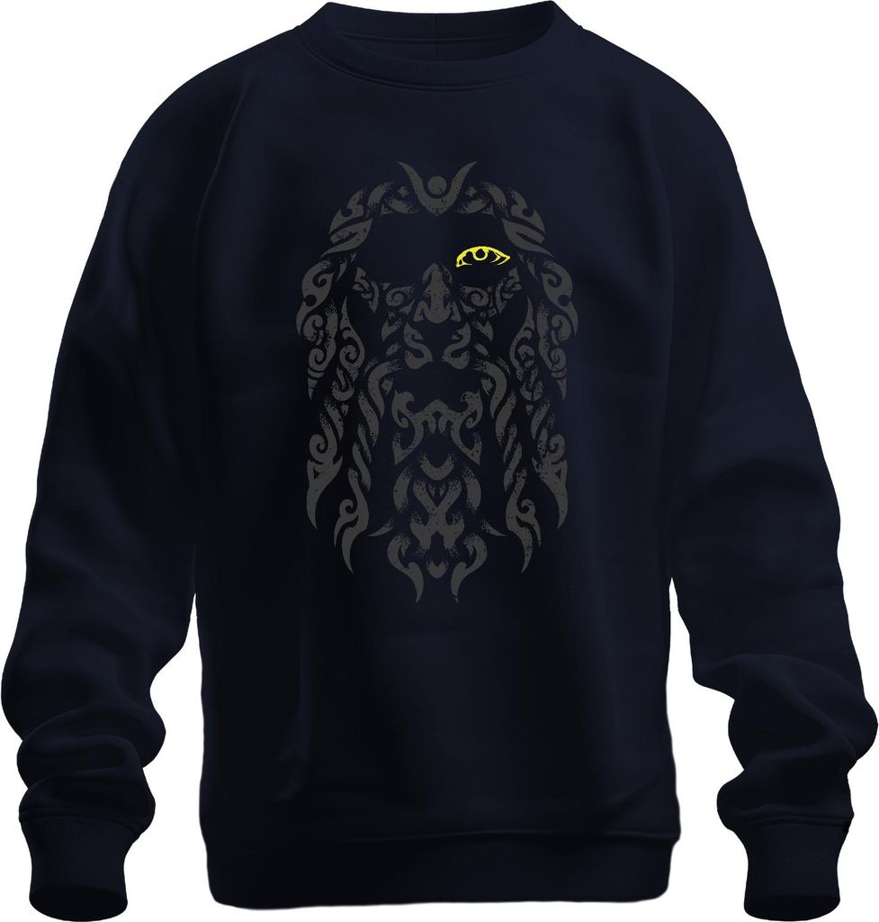 Odin Auge Gelb Wikinger Valhalla Nordisch Flechtmuster Krieger Uni Sweatshirt Pullover, Navy, XXL