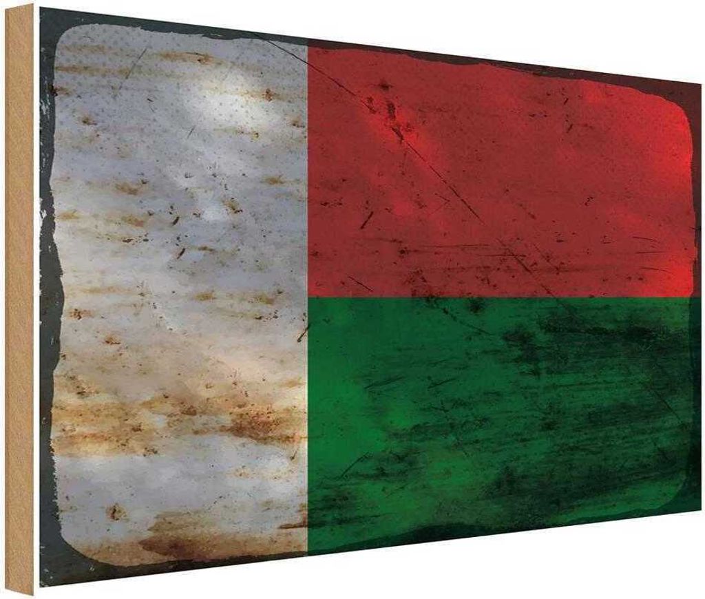 vianmo Holzschild 30x40 cm Madagaskar Madagascar Flagge Fahne Wappen
