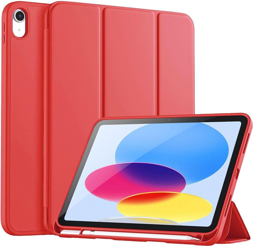 Smart Cover für das Apple iPad Pro 12.8 2021 Tablet Schutzhülle Tasche Hülle Stand Case aufstellbar mit Stift Halter in Rot