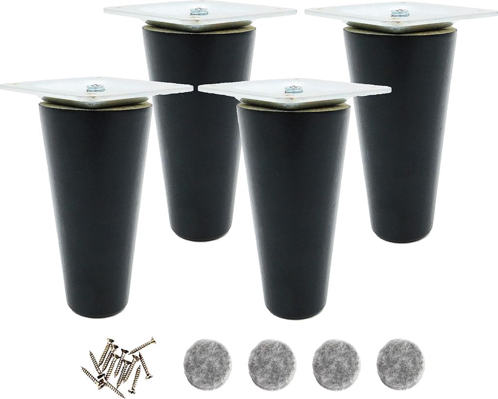 Dřevěné nožky na nábytek, 9 cm, černý lak, sada 4 ks s Obrázek produktu 