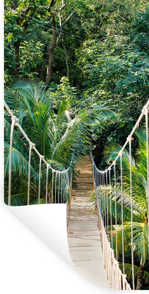 MuchoWow Wandtattoo Wandsticker Wandaufkleber Dschungel - Palme - Brücke - Natur - Pflanzen 20x40 cm Selbstklebend und Repositionierbar - Selbst...