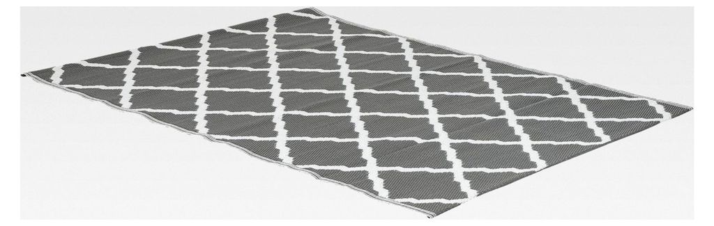 Outdoor-Teppich Santo aus 100 % Polypropylen, grauer Teppich mit Muster, pflegeleichter Teppich für Innen- und Außenbereich, ca. 200 x 150 cm