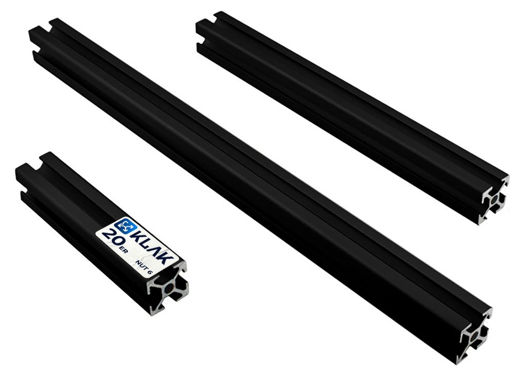 KLAK 20 - Aluprofil 20x20mm Nut 6 Aluminium Systemprofil Typ I schwarz 1300mm