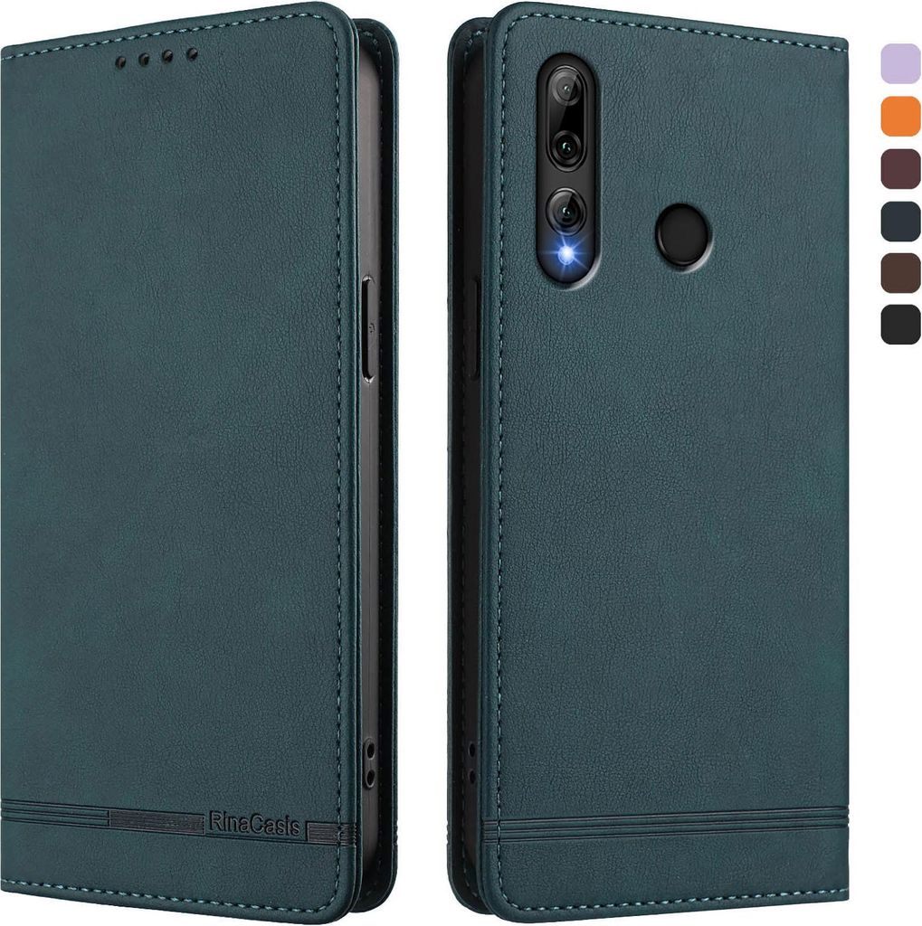 Hülle für Honor 20 Lite/Honor 10i, Retro Kunstleder Ständer Klapphülle mit Kartenfächer und Magnetische Grün