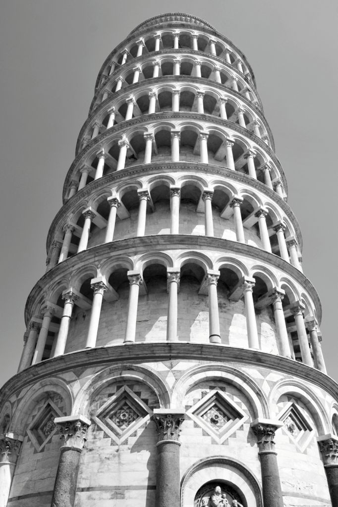 Pisa Kunstdruck Bild - Der Schiefe Turm S/W (120 x 80 cm)