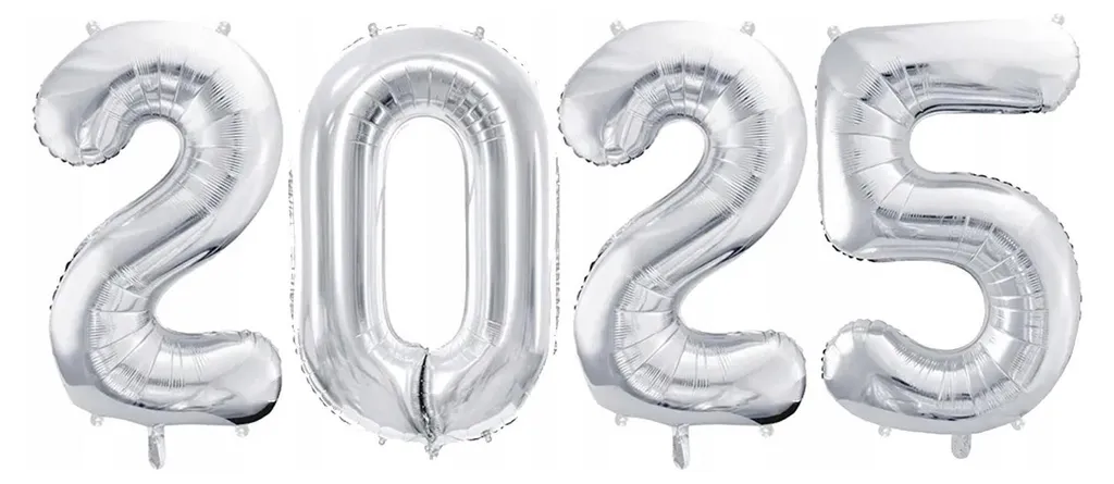 Decorazioni 2025 Argento per Famiglia - Palloncini 86cm Capodanno