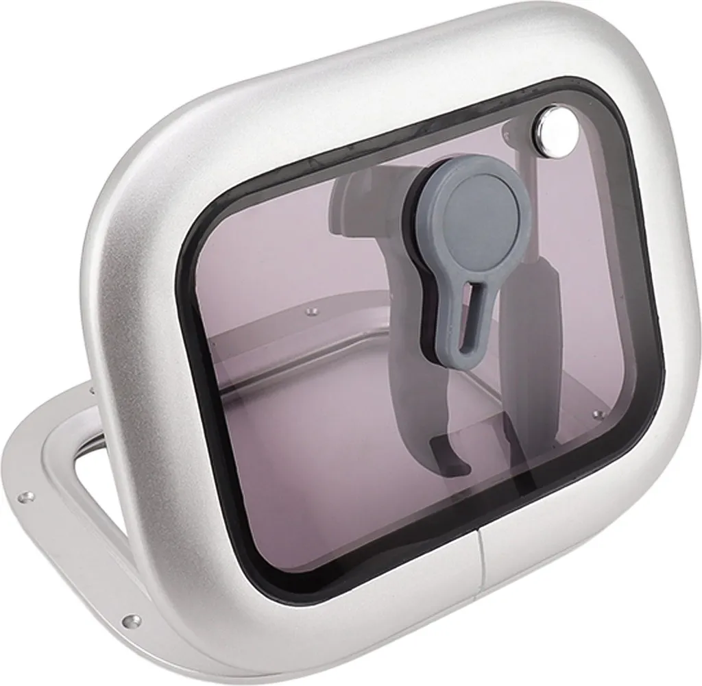 Fenêtre d'angle rectangulaire grise à ouverture extérieure pour bateau