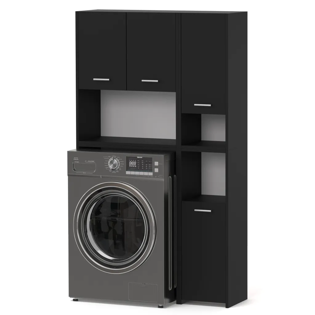 Meuble au-dessus machine à laver et meuble haut de salle de bain noir