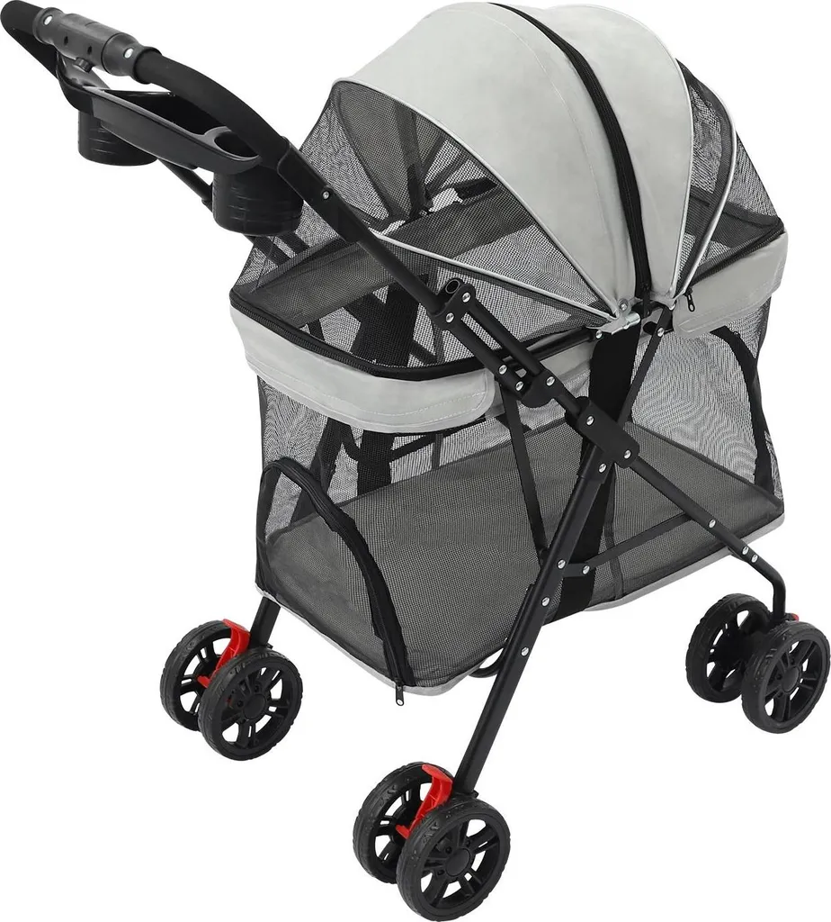 Poussette pour Chiens et Chats - Modèle Pliable 12kg à Maille Respirante