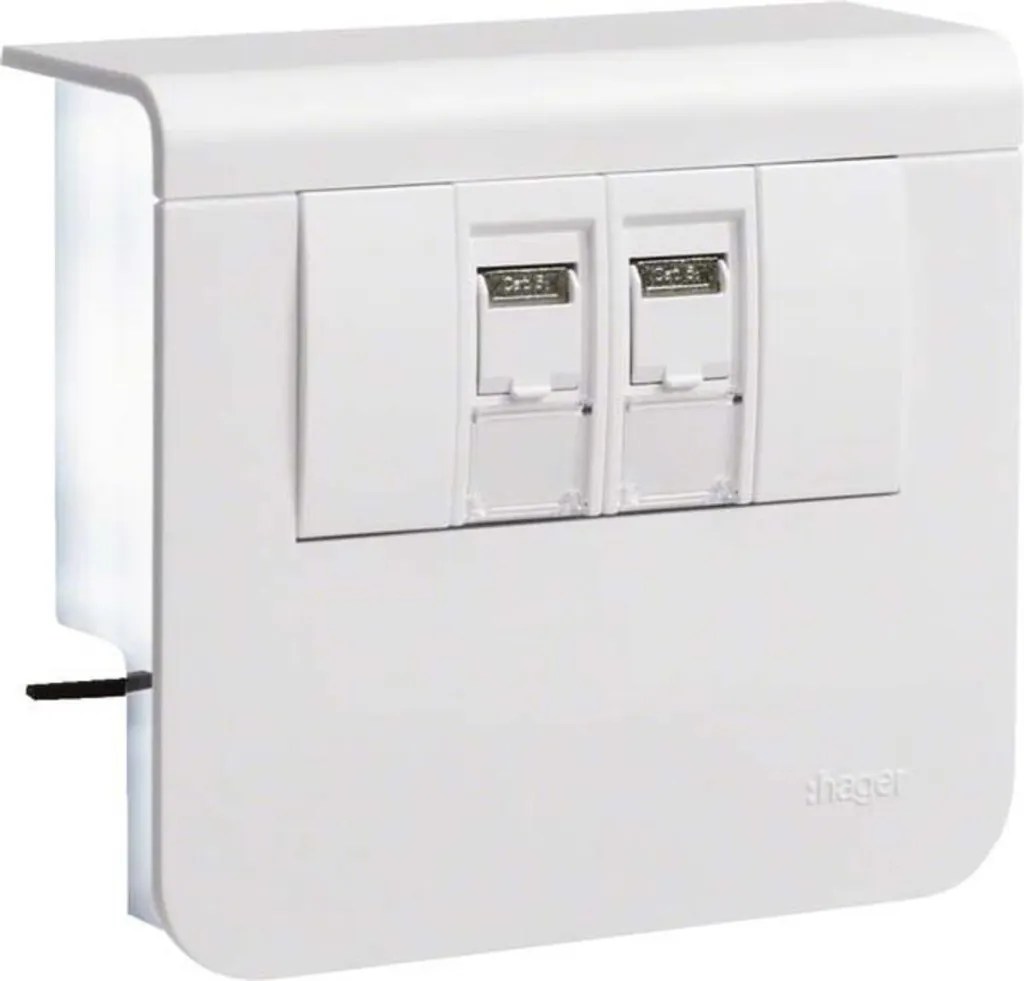 Support appareils RJ45 Tehalit pour plinthe SL20x55 double Cat.6A