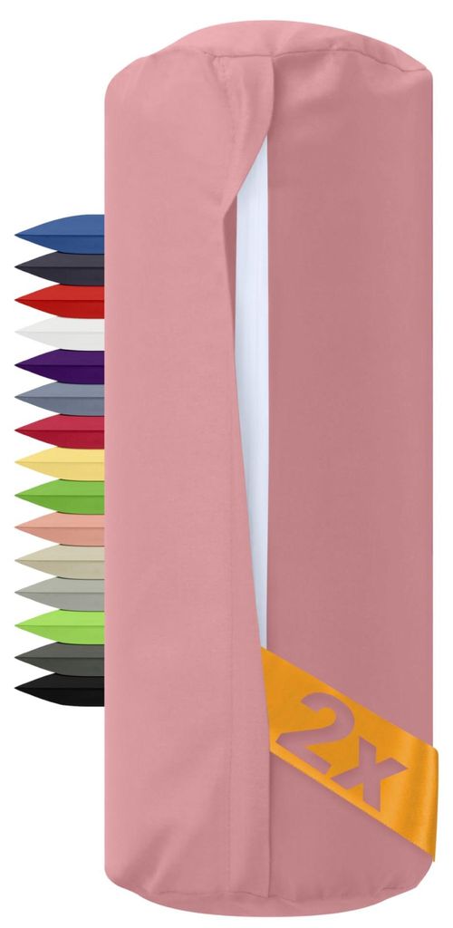 2er-Set Nackenrollenbezüge 40 x 15 cm, 100 % Baumwolle, antikrosa