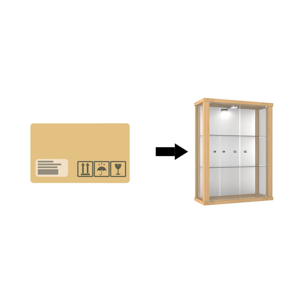 Vetrina Collezionisti K-Möbel In Vetro E Faggio 80x60x25 Cm Con Luci LED - Foto 2