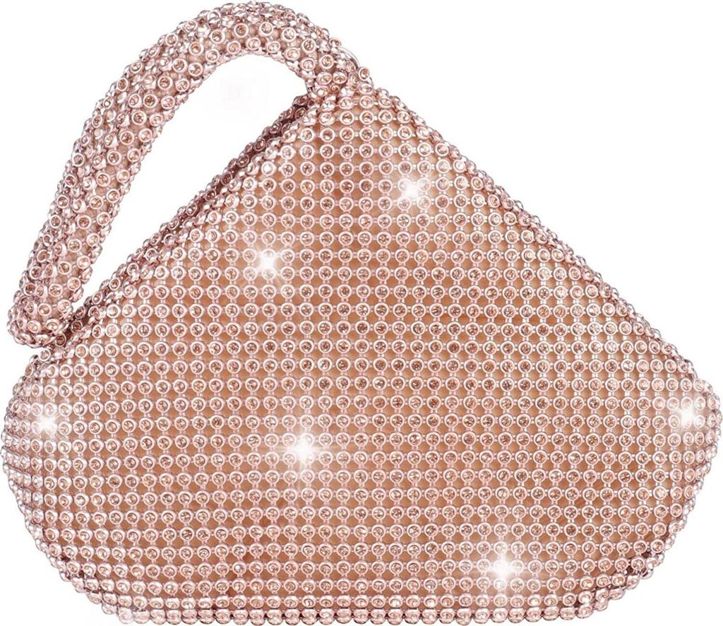 Topchances Damen Abend Party Strass Satin Plissee Abend Hochzeit Party Clutch Geldbörse Geldbörse Handtasche,Champagner Gold