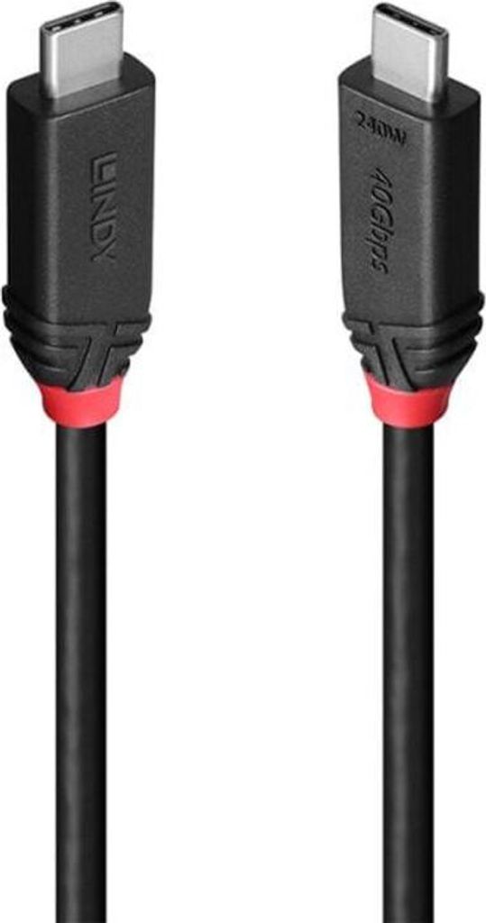 LINDY 1m USB4 240W Typ C Kabel, Black Line