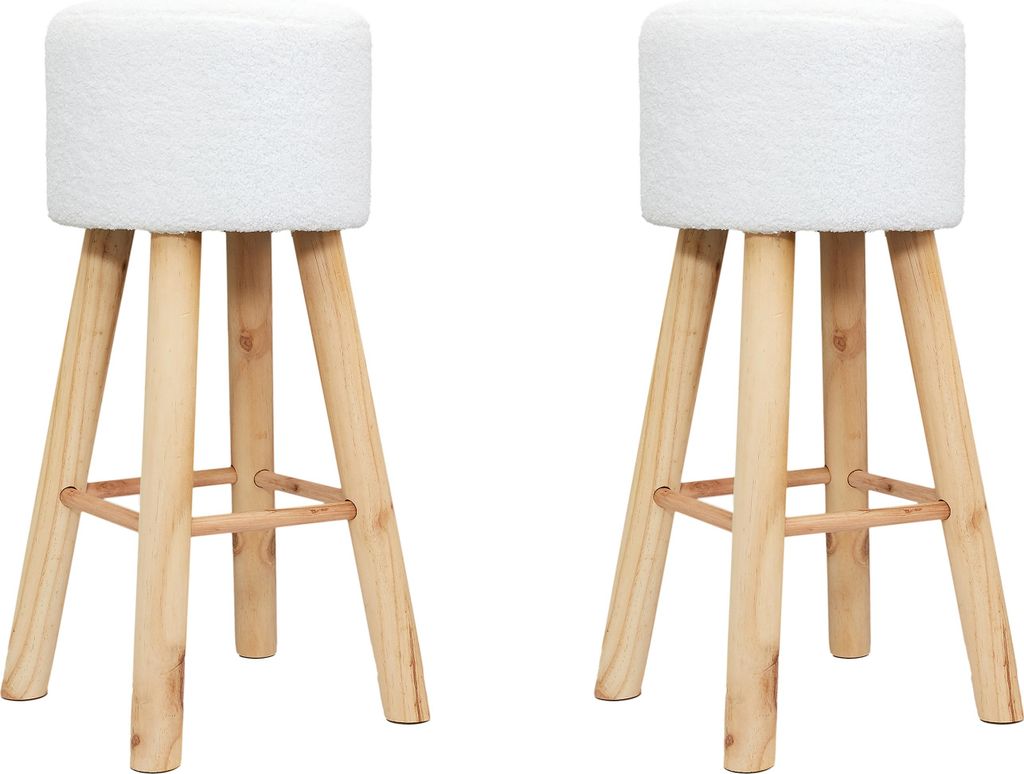 Lot de 2 Tabourets - HOME DECO FACTORY - Freya - Bouclette Image du produit 