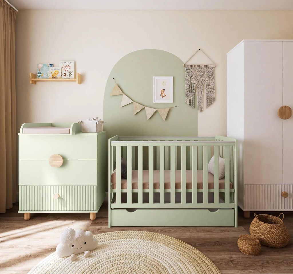 ZEE BAMBI Set Lettino Bambini Mint 120x60 cm con Cassetto Immagine del prodotto 