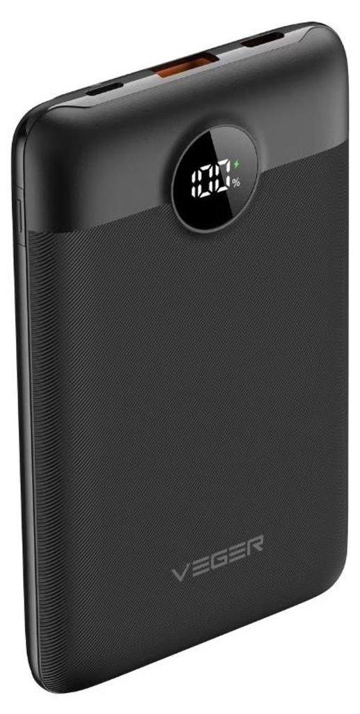 Powerbank, Veger, 10000mAh, Typ-C, Lightning, 22,5W, Produktbild 