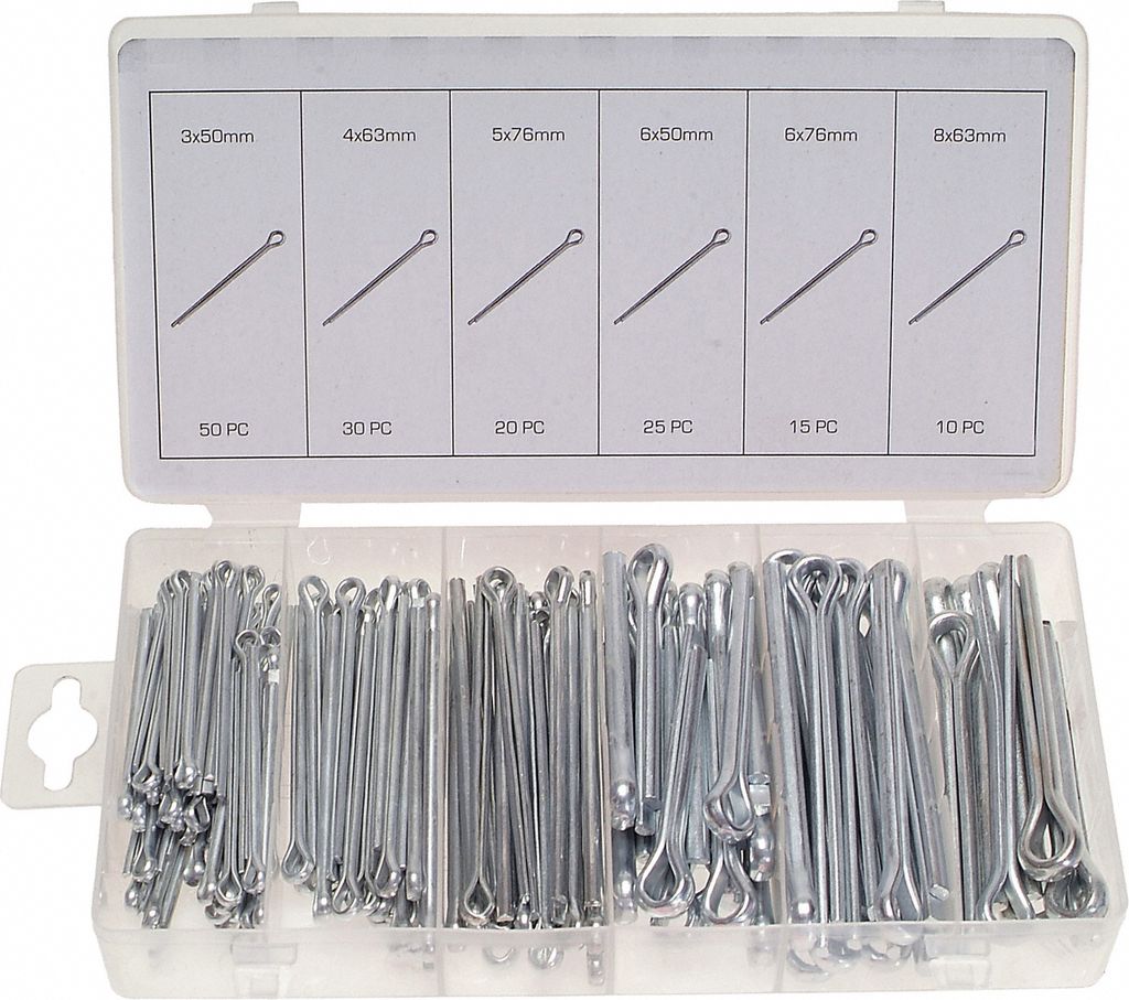 Sicherungssplinte Splinte Sortiment Sortimentskasten Länge 25 - 64 mm 150-tlg.
