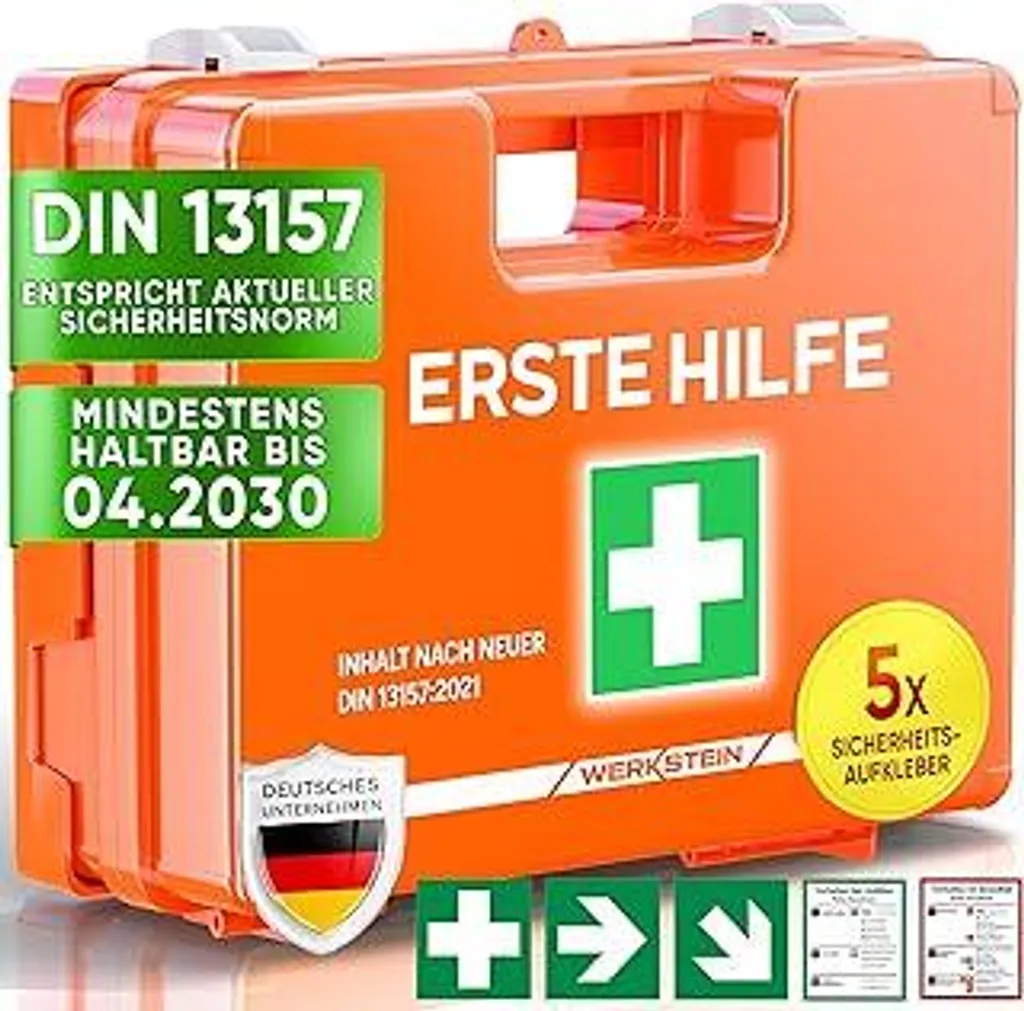 WERKSTEIN Cassetta Pronto Soccorso DIN 13157:2021 | Kit Aziendale Completo