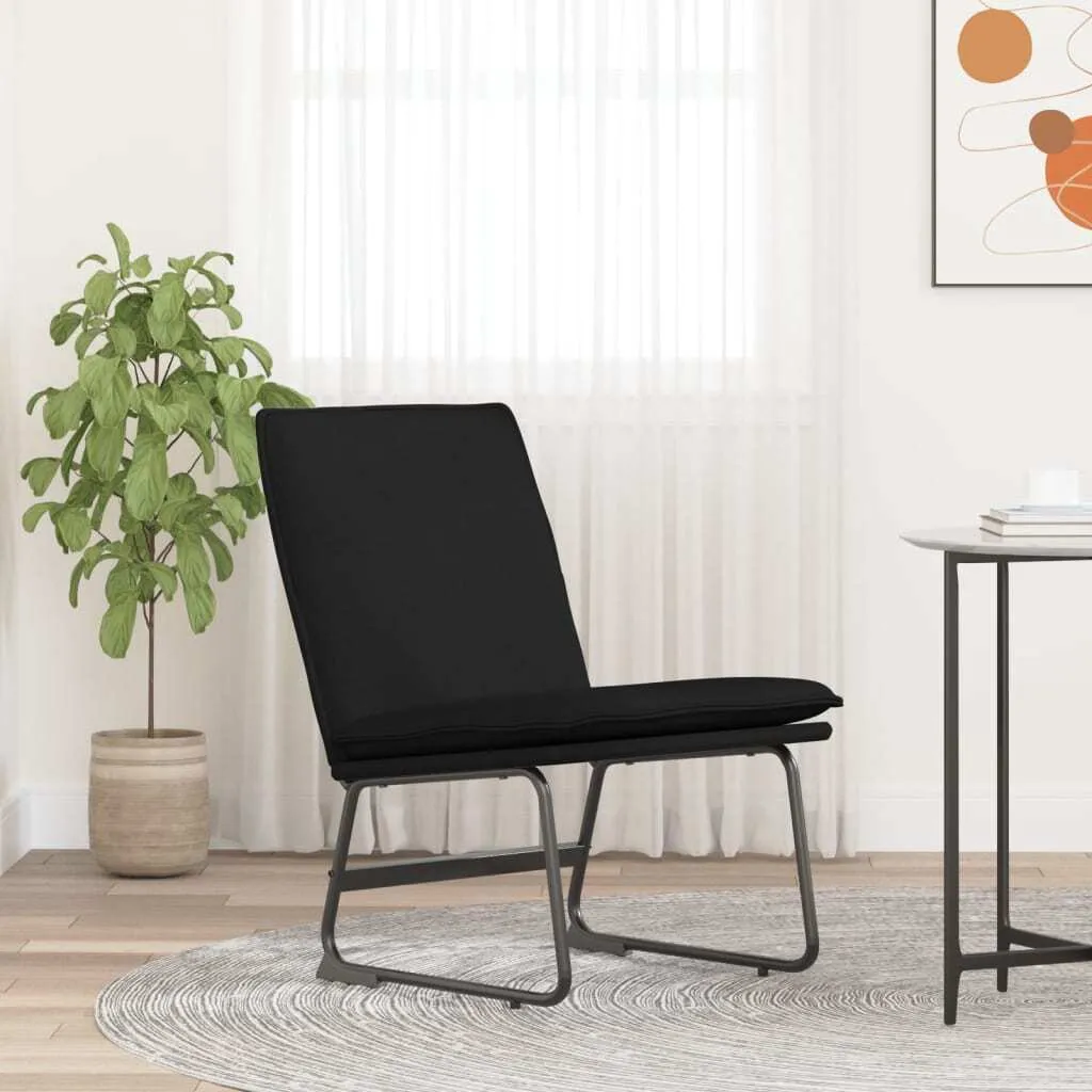 Sedia Lounge Nera 52x75x76 cm Tessuto | Poltrona Relax The Living Store