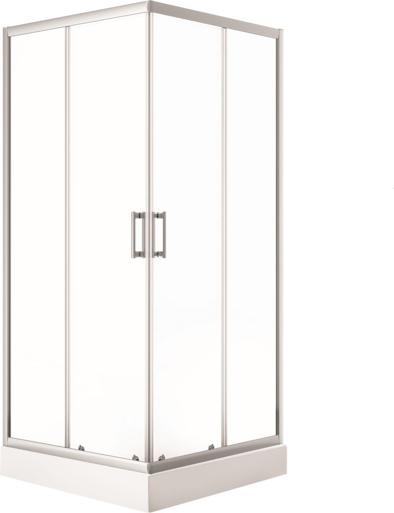 Adgo Bresso Dusche Duschkabine Duschwand Komplettdusche Quadratisch 80X80 Duschabtrennung Duschtasse mit Ablaufsiphon, Chrom