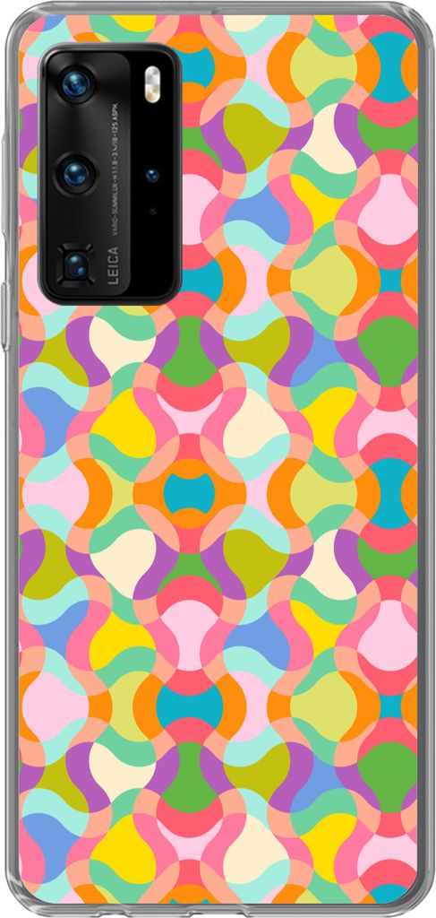 MuchoWow Handyhülle Schutzhülle Hülle für Telefoonhoesje Huawei P40 Pro Design - Abstrakt - Farben - Retro Silikon Softcase Handy Hülle - Sc...