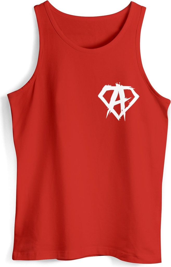 Herren Tank-Top Print Aufdruck Alpha Superhero Gym Anarchy Badge Logo Muskelshirt Neverless rot XXL