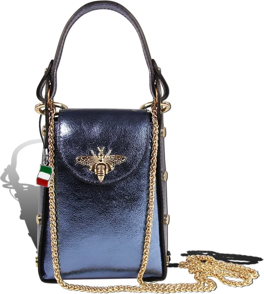 Sac en cuir Florence D2OTM802M bleu métallique - Élégance Italienne